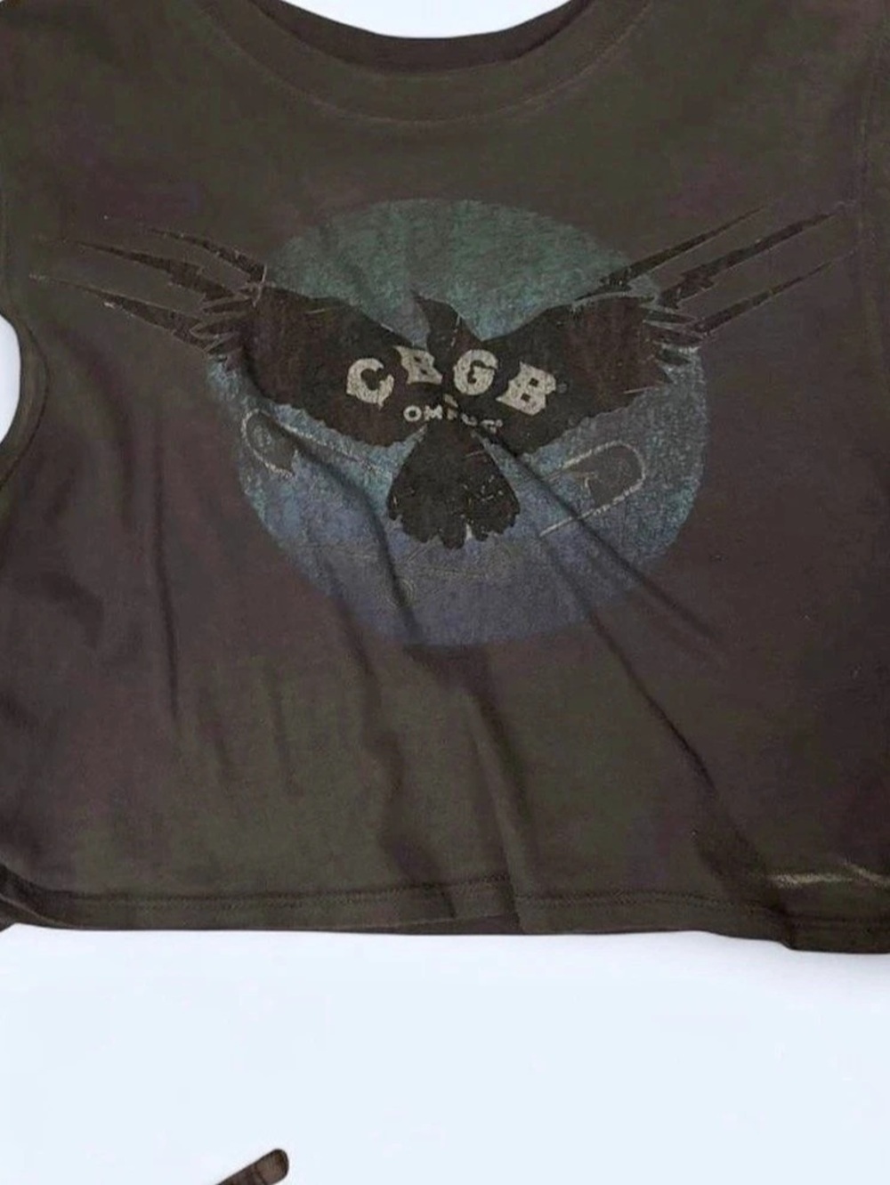 CBGB graphic cropped tank top Graphic Tank Top in Black & Blue Size Medium